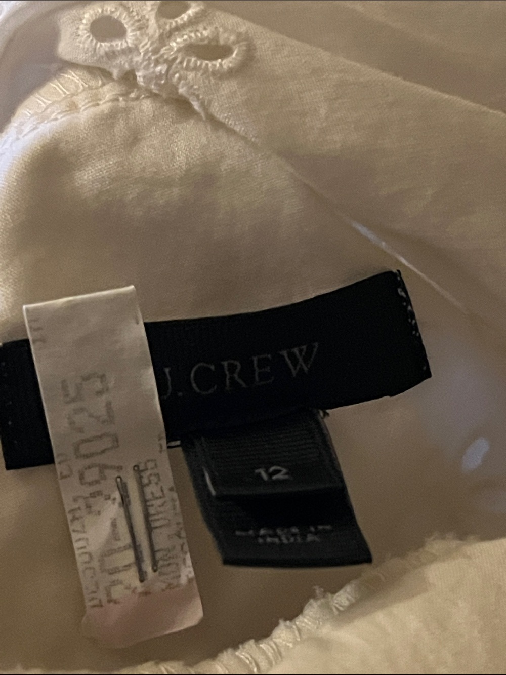 J. Crew 100% Cotton White Eyelet Tiered Embroidered Dress L - Picture 10 of 10